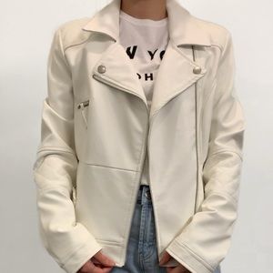 white faux leather jacket